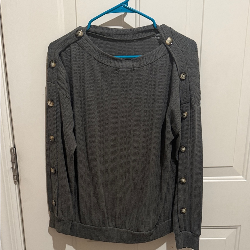 Women's Gray Button-Detail Sweater